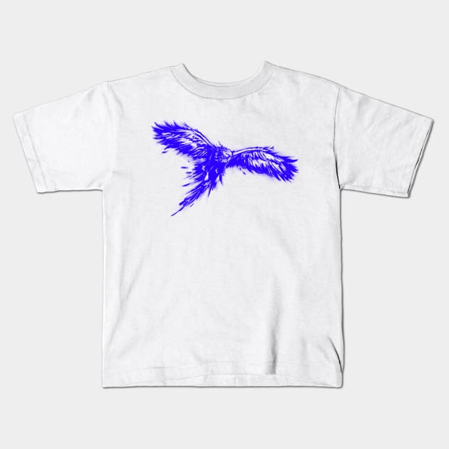 Phoenix, Mythical Firebird- Blue Version Kids T-Shirt by sketchbooksage